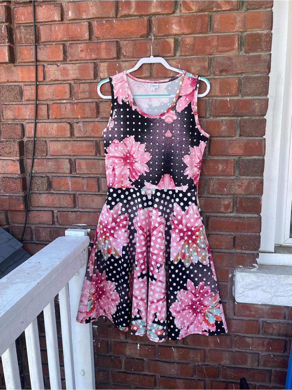 LuLaRoe Pink Floral Polka Dot Fit & Flare Dress